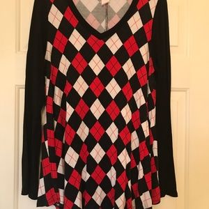 Zig Zag Stripe Argyle sweater, lightweight